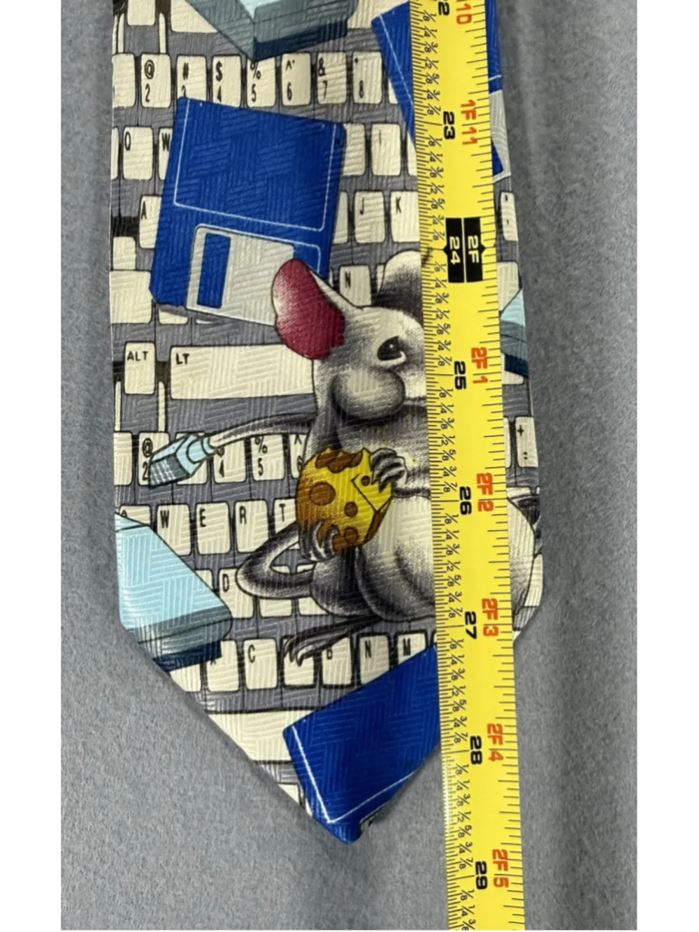 Men’s Tie Addiction Funny Computer Mouse Blue Nerd IT Floppy Disk Geek